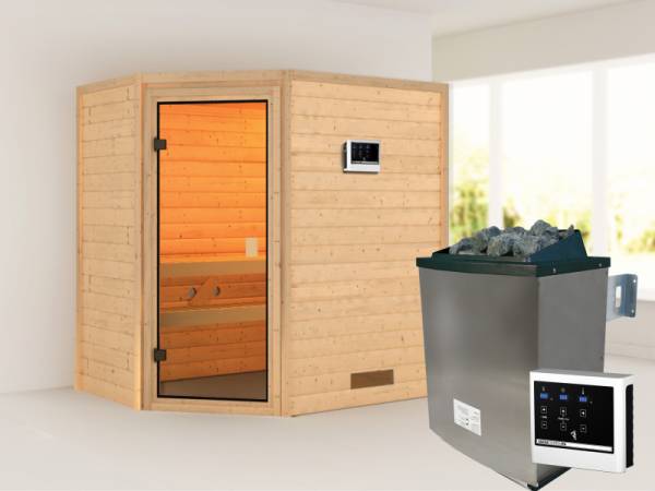 Karibu Woodfeeling Sauna Jella mit 4,5 kW Ofen ext. Strg