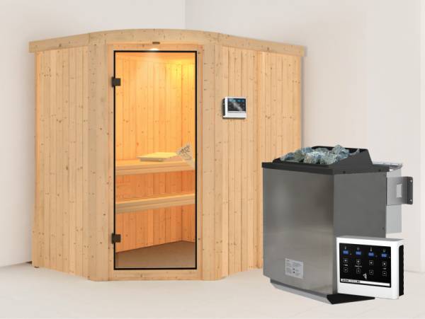 Karibu Sauna Lavea- 4,5 kW Bioofen ext. Strg- Rundbogen