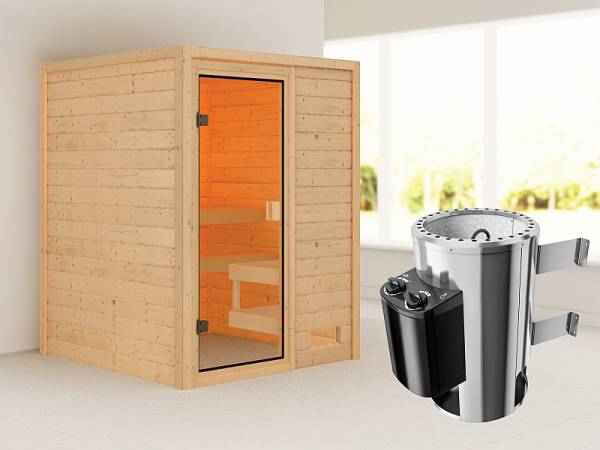 Karibu Woodfeeling Sauna Sandra mit 3,6 kW Ofen integr. Strg Karibu Woodfeeling Sauna Sandra mit 3,6 kW Ofen integr. Strg