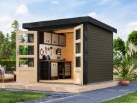 Karibu Hybrid Gartenhaus Jupiter 3 B terragrau/anthrazit