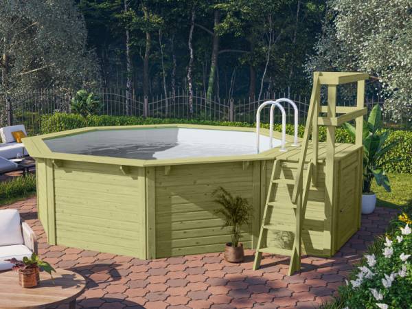 Karibu Pool Modell 1 X im Set mit Terrasse kdi - Folie Grau
