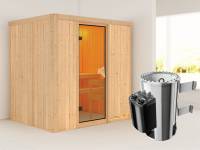 Fanja - Karibu Sauna Plug &amp; Play inkl. 3,6 kW-Ofen - ohne Dachkranz -