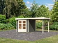 Karibu Woodfeeling Gartenhaus Askola 2 terragrau mit Anbaudach 2,40 Meter
