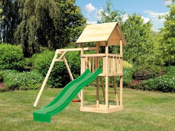 Akubi Spielturm Lotti mit Einzelschaukel und Rutsche grün Akubi Spielturm Lotti mit Einzelschaukel und Rutsche grün