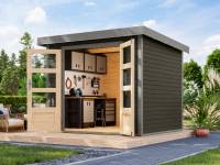 Karibu Hybrid Gartenhaus Jupiter 3 B terragrau/graualuminium