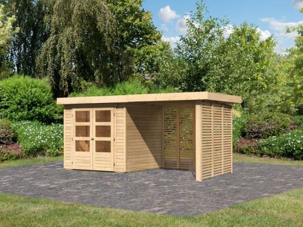 Karibu Woodfeeling Gartenhaus Askola 2 inkl. 2,4 m Anbaudach mit Lamellenwänden Karibu Woodfeeling Gartenhaus Askola 2 inkl. 2,4 m Anbaudach mit Lamellenwänden