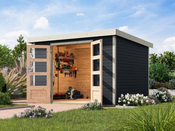 Karibu Hybrid Gartenhaus Jupiter 5 C anthrazit/weiß