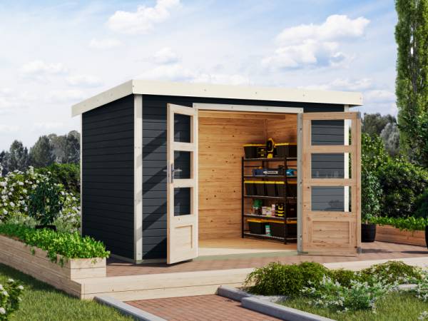 Karibu Hybrid Gartenhaus Jupiter 4 C anthrazit/weiß