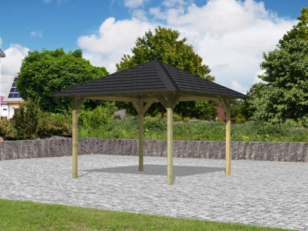 Karibu Aktions 4-Eck Pavillon Parzello KDI inkl. H-Pfostenanker und Schindeln Karibu Aktions 4-Eck Pavillon Parzello KDI inkl. H-Pfostenanker und Schindeln