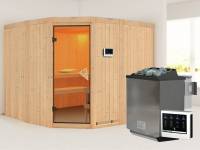 Simara 3 - Karibu Sauna inkl. 9-kW-Bioofen - ohne Fenster -