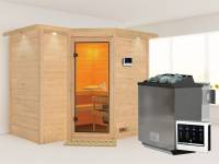 Sahib 2 - Karibu Sauna inkl. 9-kW-Bioofen - mit Dachkranz -