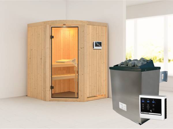 Karibu Sauna Asmada- 4,5 kW Ofen ext. Strg- Rundbogen