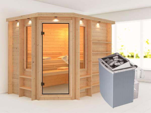 Riona - Karibu Sauna Premium inkl. 9-kW-Ofen