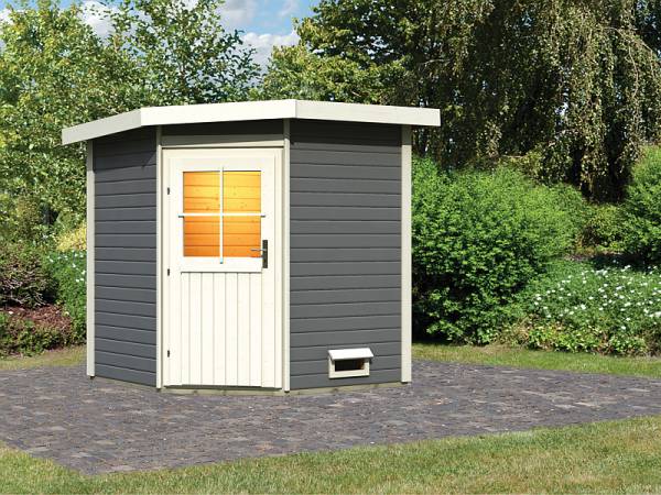 Karibu Saunahaus Pirva 38 mm ohne Ofen terragrau