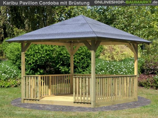 Karibu 4-Eck Pavillon Eco Cordoba mit Brüstung Set Karibu 4-Eck Pavillon Eco Cordoba mit Brüstung Set