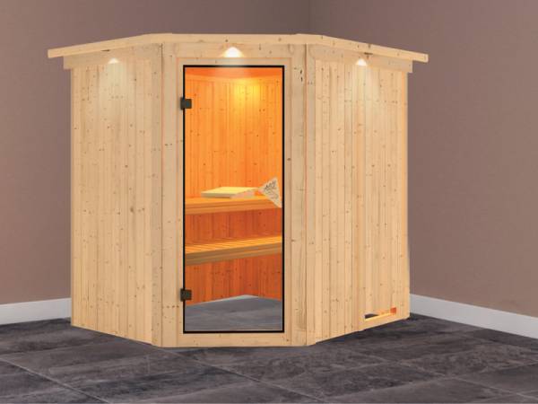 Siirin - Karibu Sauna ohne Ofen - mit Dachkranz -