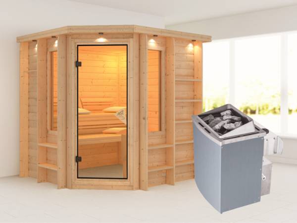 Cortona - Karibu Sauna Premium inkl. 9-kW-Ofen
