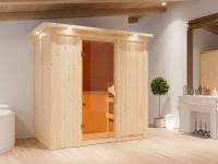 Karibu Sauna Variado inkl. 9 kW Ofen integr. Steuerung, mit klassischer Tür -mit Dachkranz-