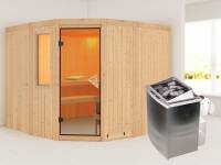 Simara 3 - Karibu Sauna inkl. 9-kW-Ofen - mit Fenster -