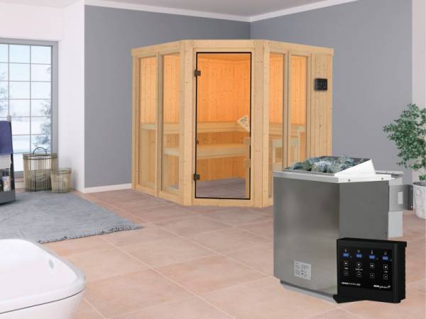 Karibu Aktionssauna Einar mit 9 kW BIO-Ofen ext. Strg. Karibu Aktionssauna Einar mit 9 kW BIO-Ofen ext. Strg.