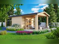 Karibu Gartenhaus Theres 7 natur- 2 Dachbausbauelemente