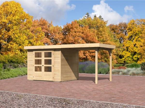 Karibu Gartenhaus Jever 3 mit Anbaudach 2,40 Meter Karibu Gartenhaus Jever 3 mit Anbaudach 2,40 Meter