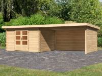 Karibu Woodfeeling Gartenhaus Bastrup 7 mit Anbaudach 4 Meter inkl. Rück- und Seitenwand