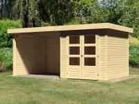 Karibu Woodfeeling Gartenhaus Askola 2 mit Anbaudach 2,75 Meter, Seiten- und Rückwand