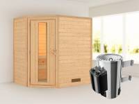Cilja - Karibu Sauna Plug &amp; Play 3,6 kW Ofen, int. Steuerung - ohne Dachkranz - Energiespartür
