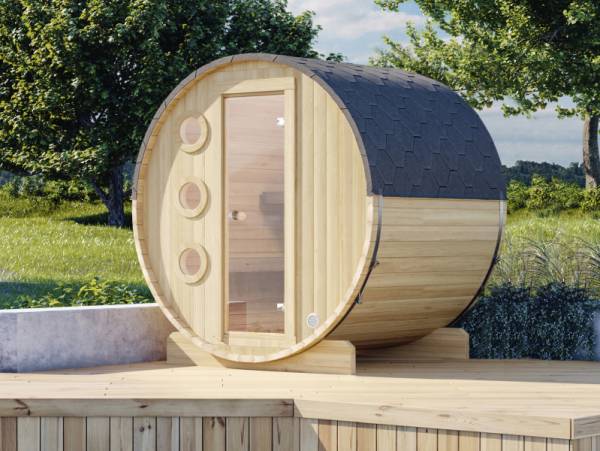 Wolff Finnhaus Saunafass Mini 160 als Bausatz inkl. schwarzen Schindeln Wolff Finnhaus Saunafass Mini 160 als Bausatz inkl. schwarzen Schindeln
