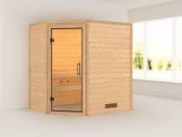 Cilja - Karibu Sauna Plug & Play ohne Ofen - ohne Dachkranz - Klarglas Ganzglastür