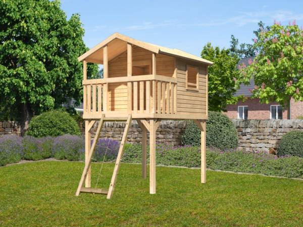 Akubi Stelzenhaus Benjamin naturbelassen mit Netzrampe Akubi Stelzenhaus Benjamin naturbelassen mit Netzrampe