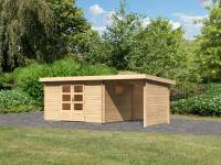 Karibu Gartenhaus Trittau 4 inkl. Anbaudach 2,2 m mit Rück- und Seitenwand