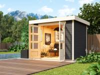Karibu Aktions Gartenhaus Altena 3 terragrau inkl. Fußboden