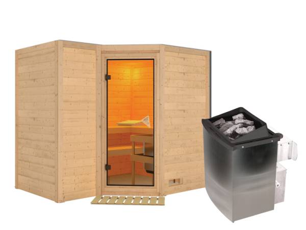 Sahib 2 - Karibu Sauna inkl. 9-kW-Ofen - ohne Dachkranz -
