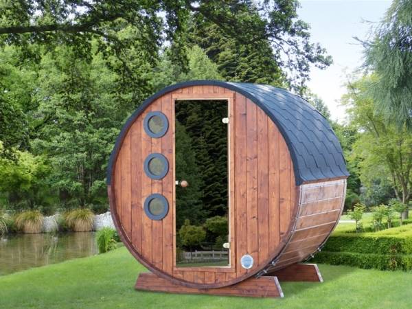 Wolff Finnhaus Saunafass Mini 160 komplett montiert inkl. schwarzen Schindeln Wolff Finnhaus Saunafass Mini 160 komplett montiert inkl. schwarzen Schindeln