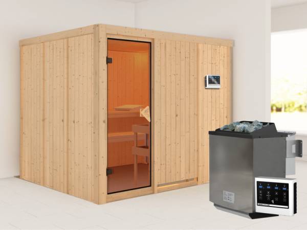 Gobin - Karibu Sauna inkl. 9-kW-Bioofen - ohne Dachkranz -