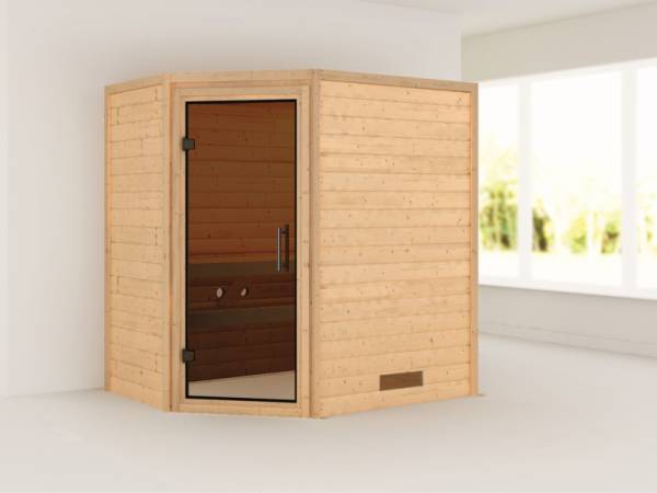 Cilja - Karibu Sauna Plug & Play ohne Ofen - ohne Dachkranz - Moderne Saunatür