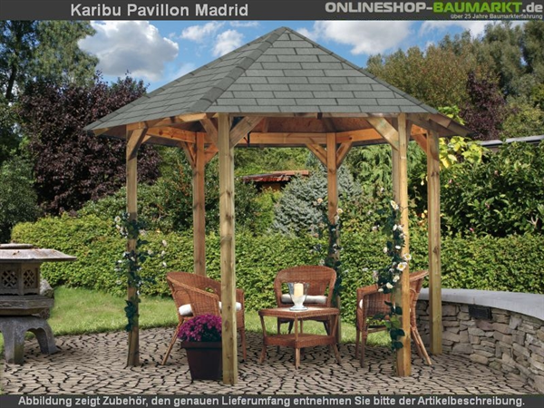 Karibu 6-Eck Pavillon Eco Madrid Sparset inkl. Schindeln Karibu 6-Eck Pavillon Eco Madrid Sparset inkl. Schindeln