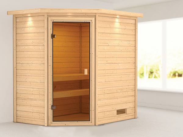 Karibu Woodfeeling Sauna Jella mit Dachkranz 38 mm