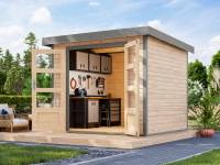 Karibu Hybrid Gartenhaus Jupiter 3 A naturbelassen/graualuminium