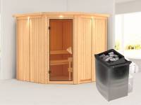 Karibu Element Sauna Jarin inkl. 9-kW-Ofen - mit Dachkranz -